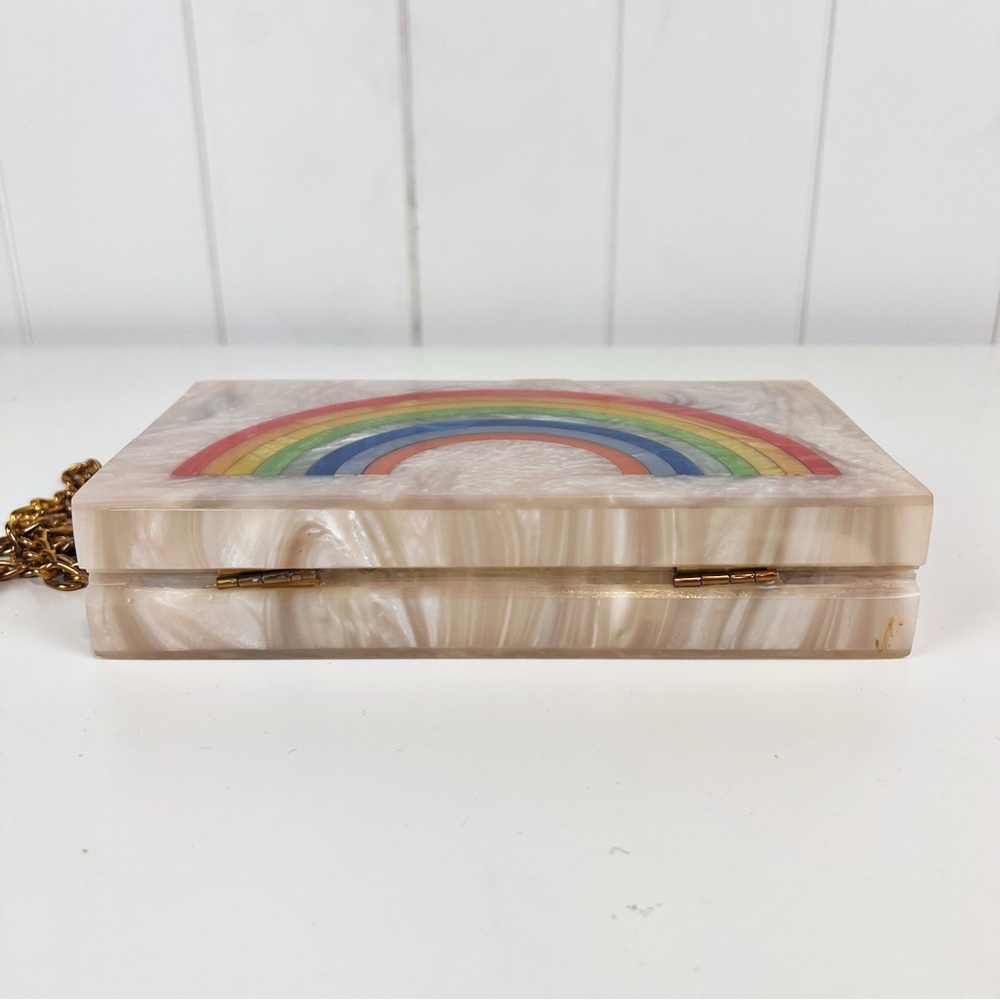 LULU NYC Rainbow Multicolor Acrylic Resin Crossbody Handbag Chain Strap - Picture 2 of 8